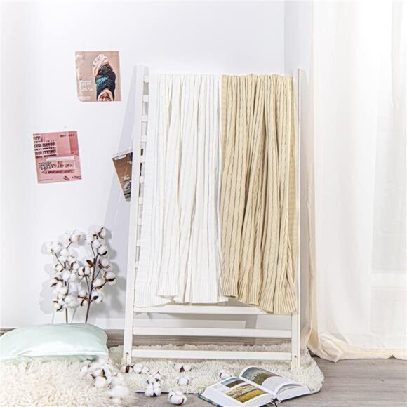 Cotton Cable Knit Throw Blanket, Super Soft Warm 51x67 Knitted Throw Blanket - Picture 6 of 7